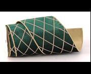 VELVET GREEN/GOLD RIBBON DOUBLE SIDED W/GLITTER & PRINTING 9
