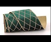 VELVET GREEN/GOLD RIBBON DOUBLE SIDED W/GLITTER & PRINTING 9