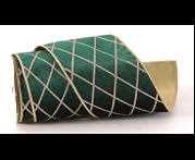 VELVET GREEN/GOLD RIBBON DOUBLE SIDED W/GLITTER & PRINTING 9