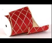 VELVET RED/GOLD RIBBON DOUBLE SIDED W/GLITTER & PRINTING 9MX