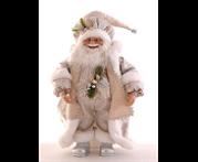 STANDING WHITE/GOLD SANTA CLAUS 45CM