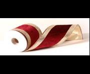 MAROON VELVET RIBBON W/GLITTER 4,6MX10CM