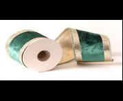 DARK GREEN VELVET RIBBON W/GLITTER 4,6MX10CM