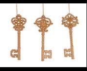 PLASTIC GOLD HANGING KEYS ORN 3ASST 15,50CM