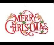 PLASTIC RED MERRY CHRISTMAS ORN 13CM