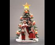 CHRISTMAS TREE DECORATION W/SINGING FAMILY W LIGHTS 34,29CM