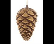 BROWN PINE CONE W/GOLD FOIL & GLITTER ORN 17.8CM
