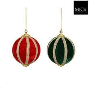 ORNAMENT BALL RECYCLED PLASTIC GREEN RED 2 ASSORTED - H10XD1