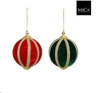 ORNAMENT BALL RECYCLED PLASTIC GREEN RED 2 ASSORTED - H10XD1