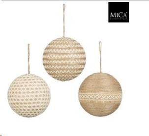 BAUBLE UNBREAKABLE BEIGE 3 ASSORTED - D15CM