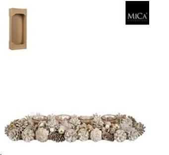 HANLEY TABLE PIECE TEALIGHT HOLDER WHITE - L54XW16,5XH10CM