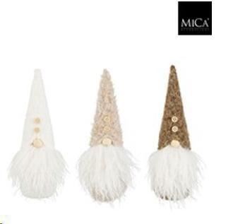 DECORATION GNOME WHITE L. BROWN BROWN 3 ASSORTED - L8XW7,5XH