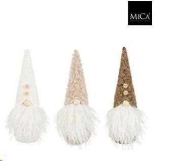 DECORATION GNOME WHITE L. BROWN BROWN 3 ASSORTED - L8XW7,5XH