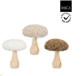 DECORATION MUSHROOM WHITE L. BROWN BROWN 3 ASSORTED FSC 100%