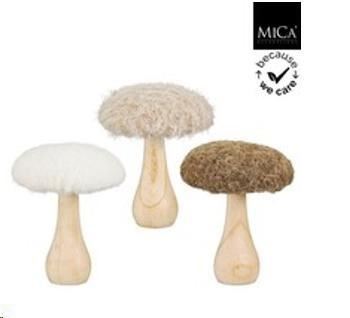 DECORATION MUSHROOM WHITE L. BROWN BROWN 3 ASSORTED FSC 100%
