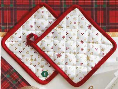 SET 2 PRESINE CHRISTMAS MICRO PIPING ROSSO CM.18X18