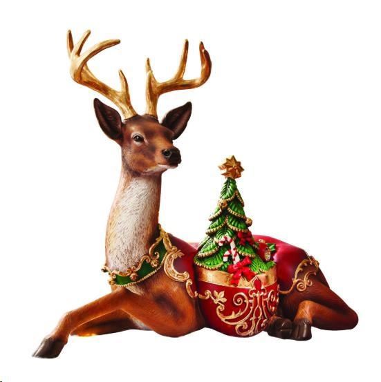 RENNA CON ALBERO CHRISTMAS RESINA CM.80X39XH66