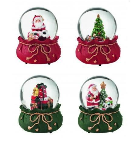 CARILLON PALLA DI NEVE SOGGETTI E COLORI ASSORTITI POLIRESIN