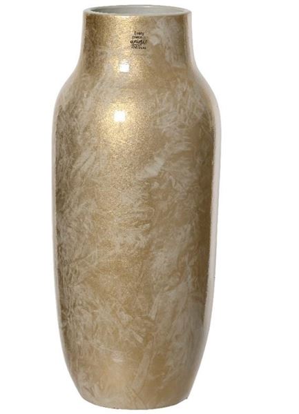 VASO TERRACOTTA LUCIDO CM.D22X52H BIANCO/ORO