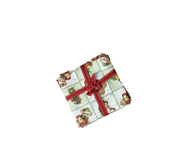 SET 2 STROFINACCI TARTAN/ORSETTI FIOCCO ROSSO CM.50x70