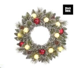 KAPRUN WREATH GREEN FROSTED RED 10L TIPS 88 BATTERY OPERATED