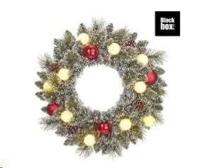 KAPRUN WREATH GREEN FROSTED RED 10L TIPS 88 BATTERY OPERATED