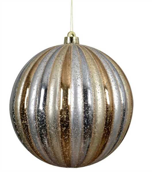 PALLINA NATALE PLASTICA ANTIQUE DIA20CM GOLD/SILVER