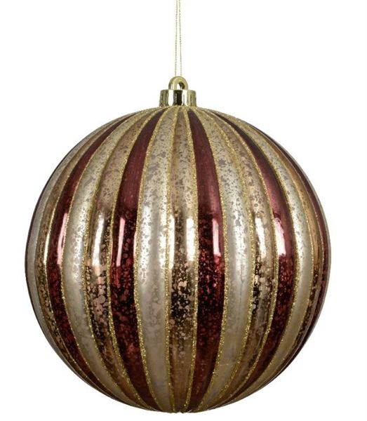 PALLINA NATALE PLASTICA ANTIQUE DIA20CM GOLD/BORDEAUX