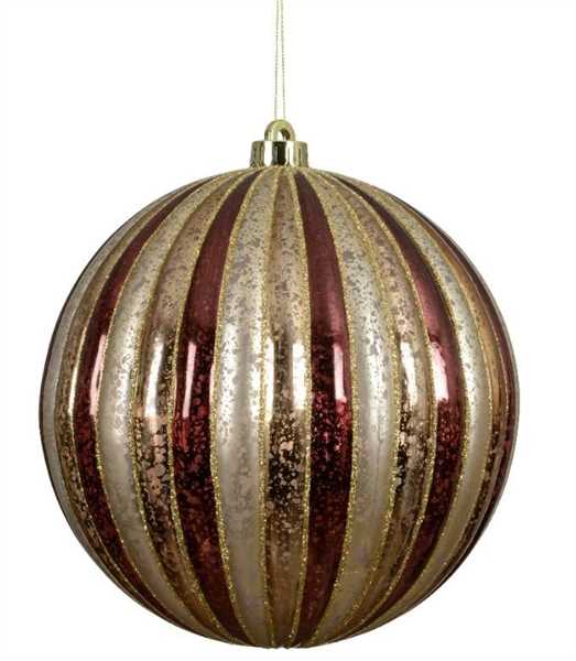 PALLINA NATALE PLASTICA ANTIQUE DIA20CM GOLD/BORDEAUX