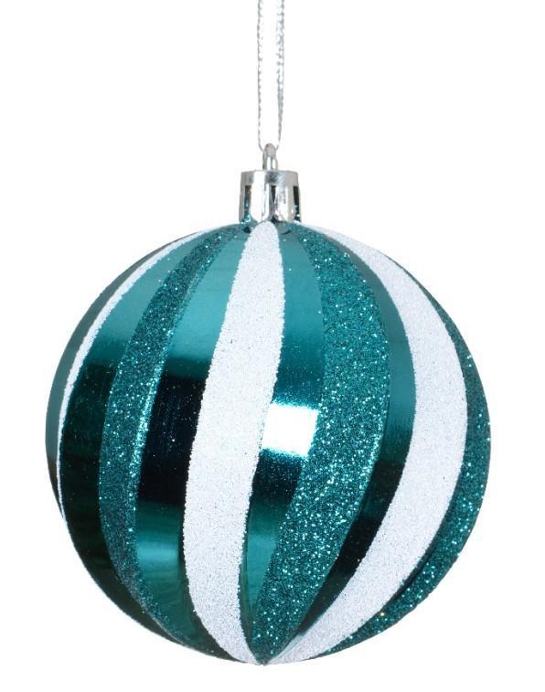 PALLINA DI NATALE PLASTICA CM.D8 FOLK BLUE