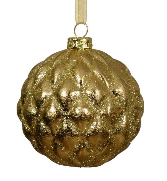 PALLINA NATALE PLASTICA GLITTER DIA8CM LIGHT GOLD