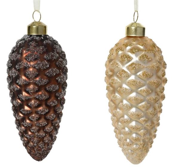 PENDENTE PIGNA VETRO PERLINE CM.D6X12H 2 COL. ASS.