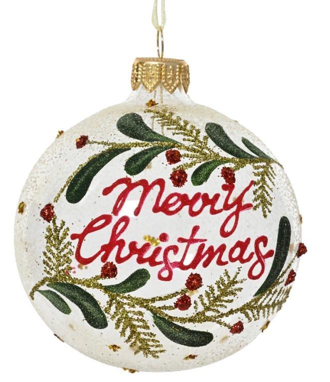 PALLINA NATALE VETRO MERRY CHRISTMAS DIA8CM TRASPARENTE