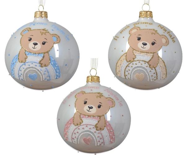 PALLINA NATALE VETRO IL MIO PRIMO NATALE CM.D10 3 COL. ASS.