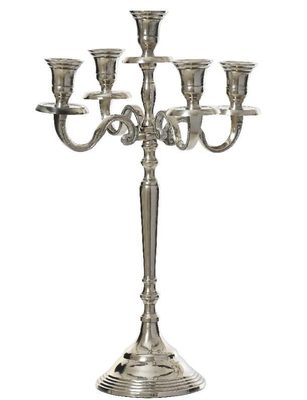 PORTACANDELA ALLUMINIO 5 BRACCIA CM.D28X40H ARGENTO