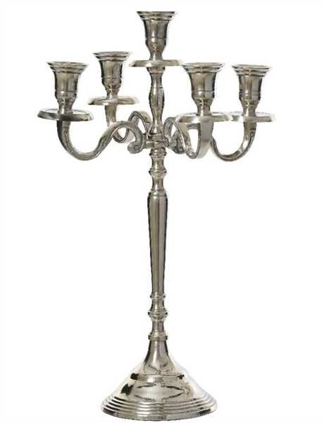 PORTACANDELA ALLUMINIO 5 BRACCIA CM.D28X40H ARGENTO
