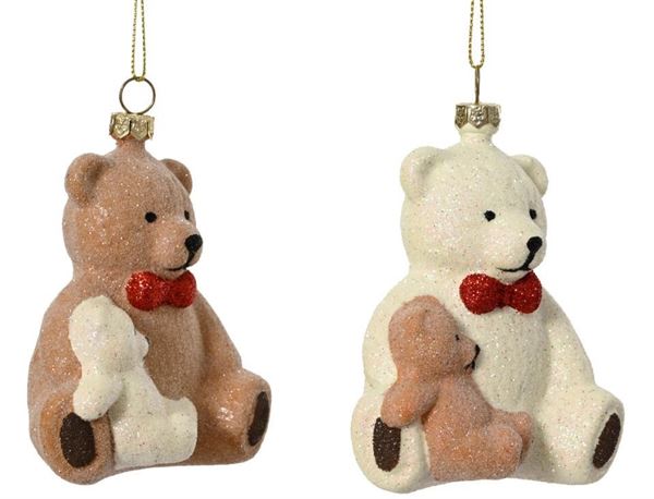 PENDENTE ORSO PLASTICA GLITTER CM.8X11H 2 COL. ASS.