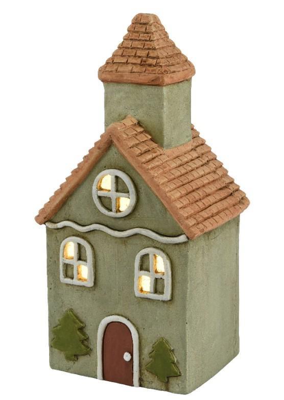 CASA IN MAGNESIO LED L.CALDA CM.18,5X15X36,5H SOFT GREEN BAT