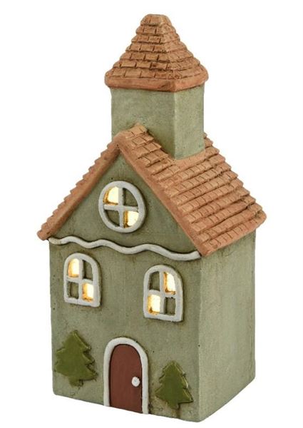 CASA IN MAGNESIO LED L.CALDA CM.18,5X15X36,5H SOFT GREEN BAT