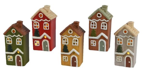 CASA TERRACOTTA LED L.CALDA CM.8,5X8X17,5H 5 COL. ASS. BATT.