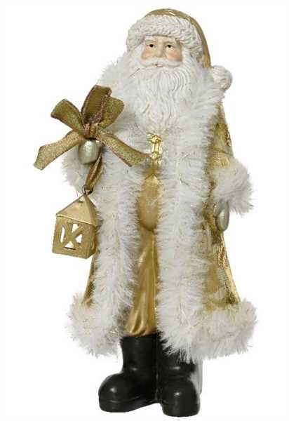 BABBO NATALE POLIRESINA CON PELLICCIA CM.13,5X17,5X41H GOLD