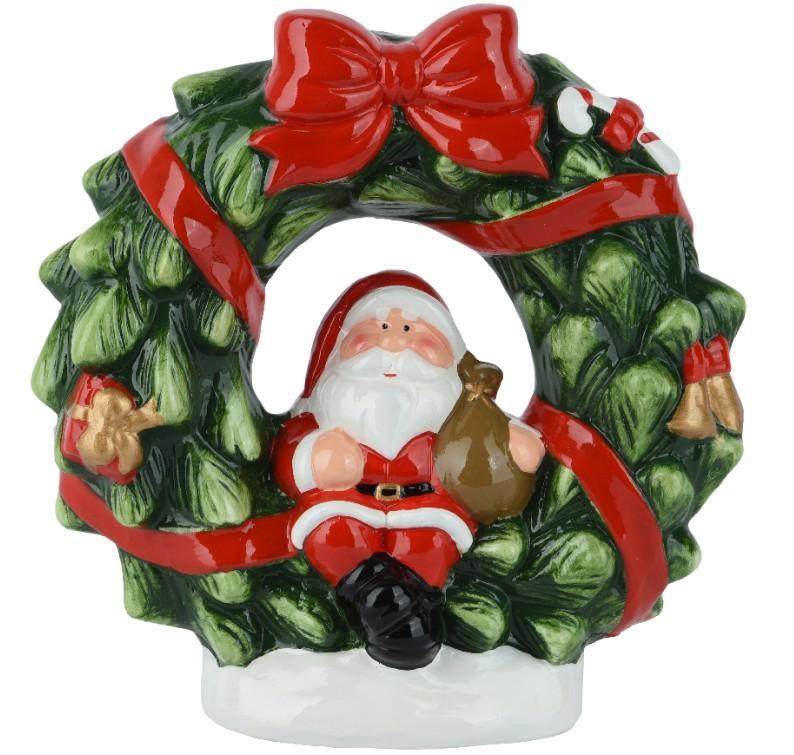 GHIRLANDA TERRACOTTA BABBO NATALE CM.10X24X24,5H GREEN