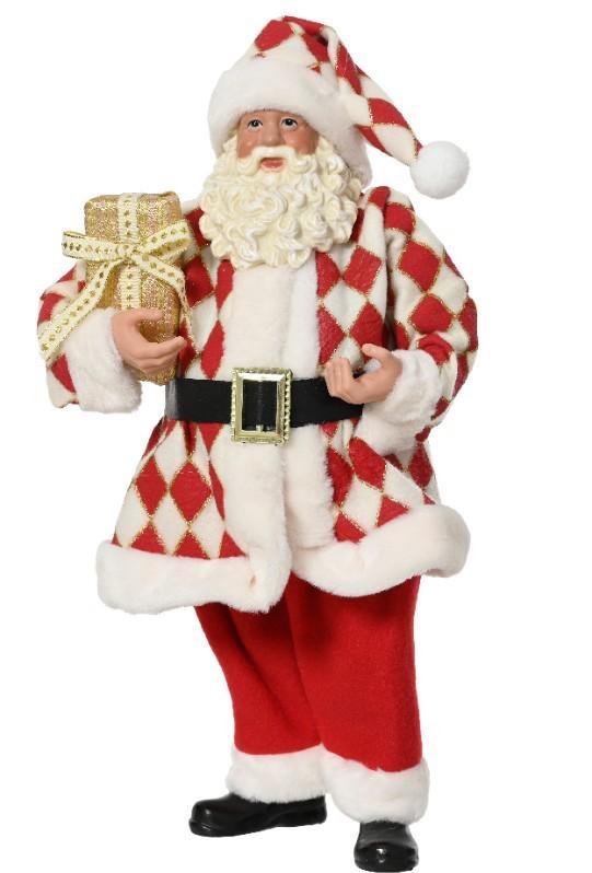 BABBO NATALE GIACCA ROMBI CM.24X14X38H WHITE/RED