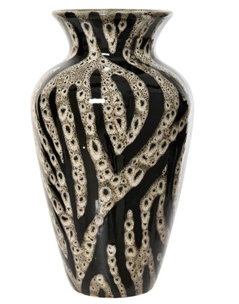 VASO IN GRES LUCIDO CM.D20X35,5H BLACK/WHITE