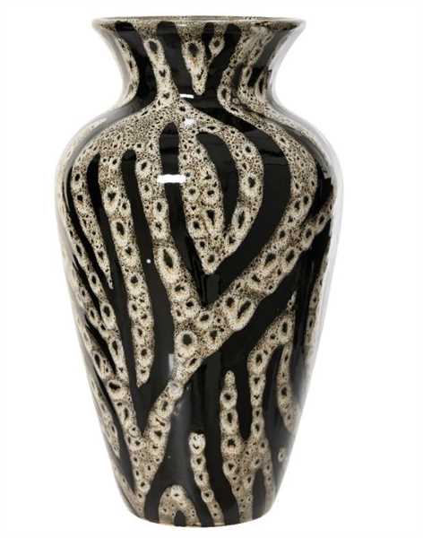 VASO IN GRES LUCIDO CM.D20X35,5H BLACK/WHITE