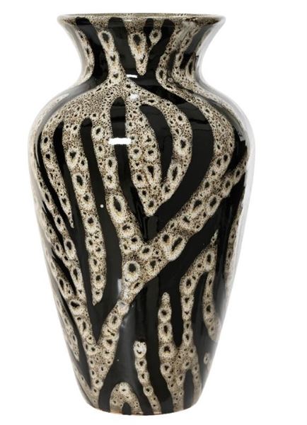 VASO IN GRES LUCIDO CM.D17X32H BLACK/WHITE