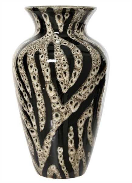 VASO IN GRES LUCIDO CM.D17X32H BLACK/WHITE