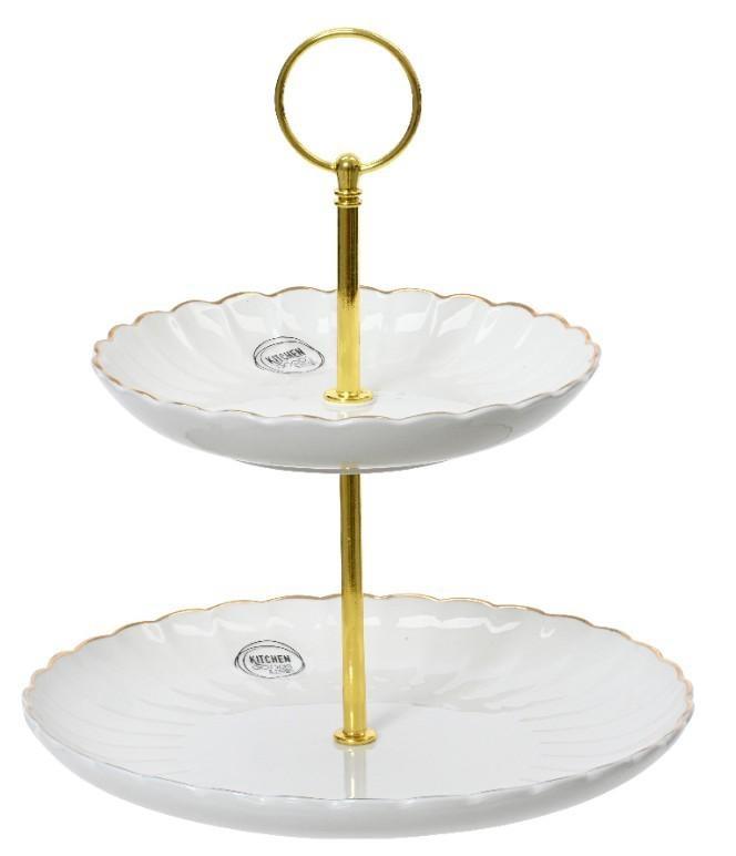 ALZATA PORCELLANA COROLLA BORDO ORO CM.D20X23H BIANCO