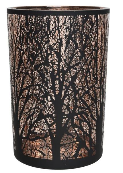 PORTACANDELA VETRO OPACO RAMI CM.D10X12,5H BLACK