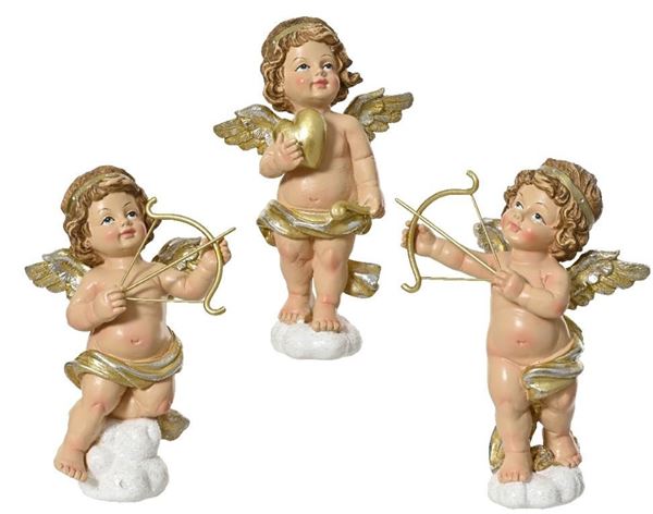 ANGELO POLIRESINA CM.10X6X15H WHITE/GOLD 3 MOD. ASS.